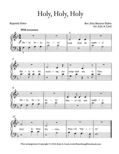 Holy Holy Holy Free Easy Hymn Piano Arrangement With Lyrics