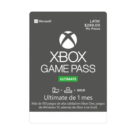 Microsoft Xbox Gamepass Ultimate 1 Mes 229 Tarjeta Prepago Pin