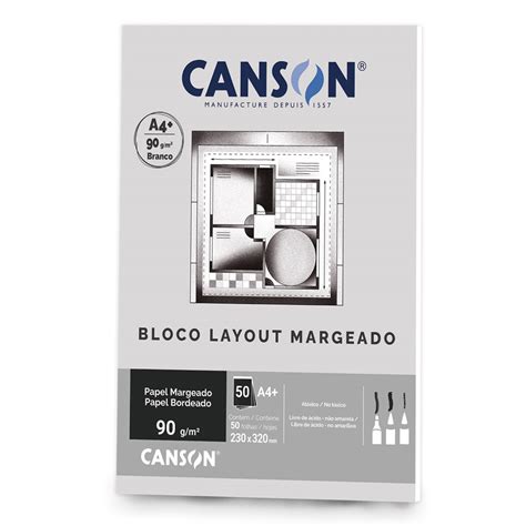 Bloco Layout Margeado A4 230x320mm 50 Fls Branco Canson