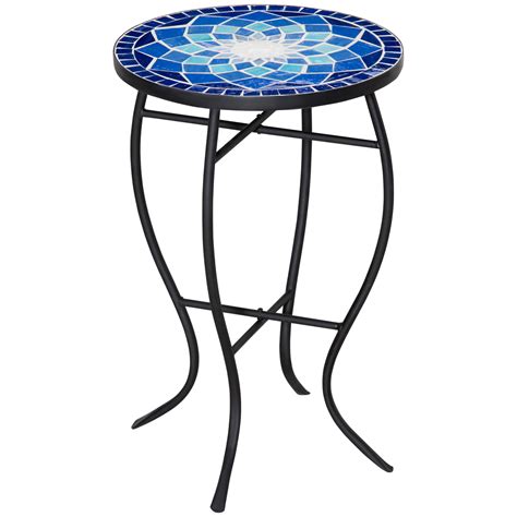 Masuta De Gradina Rotunda Din Metal Outsunny Cu Blat Din Ceramica