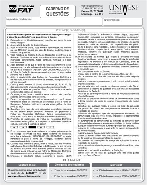 PDF VESTIBULAR UNIVESP CADERNO DE 2O SEMESTRE Fatweb S3 Amazonaws