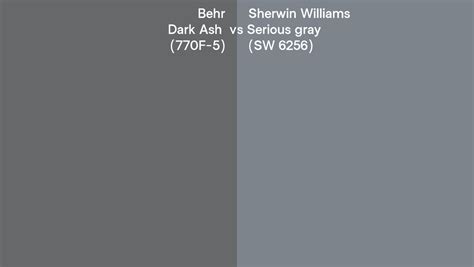 Behr Dark Ash 770F 5 Vs Sherwin Williams Serious Gray SW 6256 Side