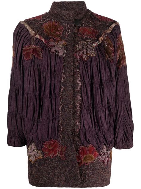 A N G E L O Vintage Cult S Floral Embroidered Ruched Jacket