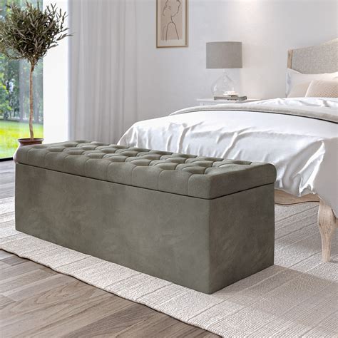 Safina Ottoman Storage Box In Beige Velvet Furniture123