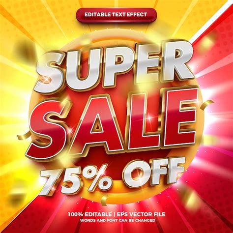 Premium Vector Super Sale Promo 3D Editable Text Effect