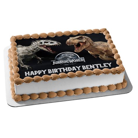 Jurassic World Logo Indominus Rex Vs Tyrannosaurus Rex Edible Cake Top A Birthday Place