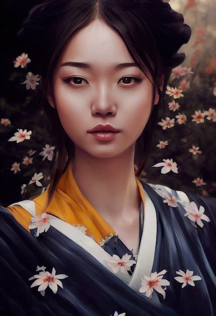 Premium Photo Japanese Girl Digital Portrait Illustration