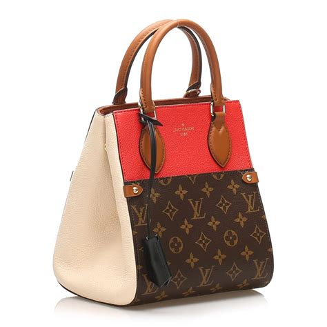 Louis Vuitton Vintage Monogram Fold Tote Pm Bag Brown Red