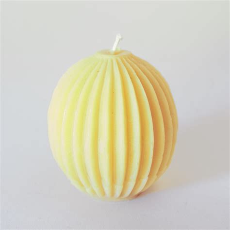 Segmented Sphere Pure Beeswax Candle Handmade In Mid Wales By Fantasy