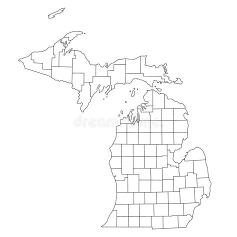 High Detailed Illustration Map - Outline Michigan State Map Stock ...