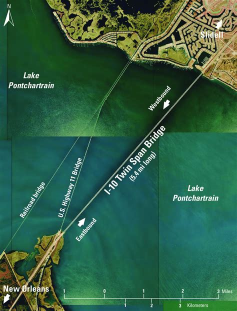 Location and relationship between the Interstate 10 Twin Span Bridge ...
