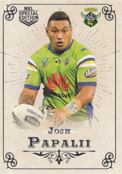 2018 NRL Glory Common Card Base 009 Josh Papalii Canberra Raiders