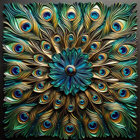 Premium AI Image | PEACOCK FEATHERS MANDALA