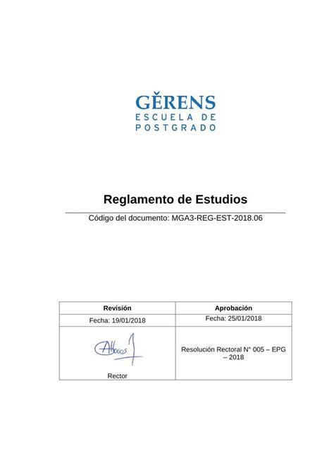 PDF Reglamento de Estudios Gerens Estadística e investigación de