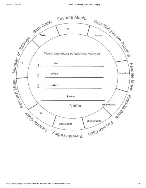 Identity Wheel Handout 11 28 23 9 59 AM Personal Identity Wheel