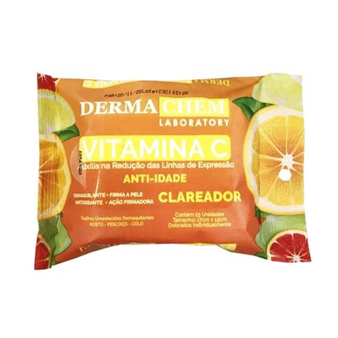 Lenço Demaquilante Vitamina C Dermachem Clareador Shopee Brasil