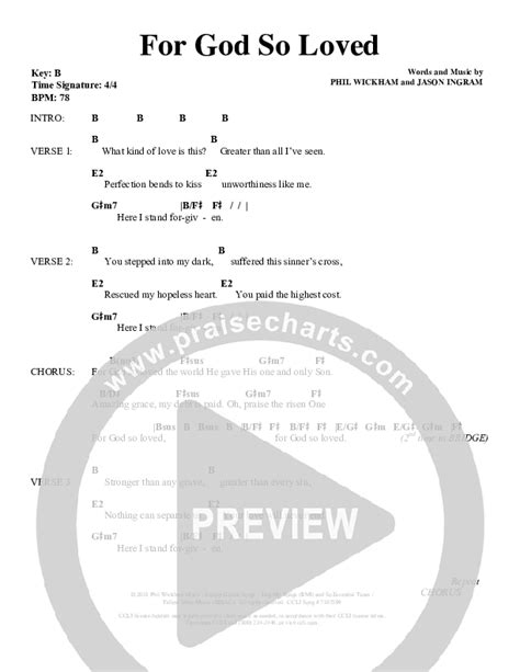 For God So Loved Chords PDF (Phil Wickham) - PraiseCharts