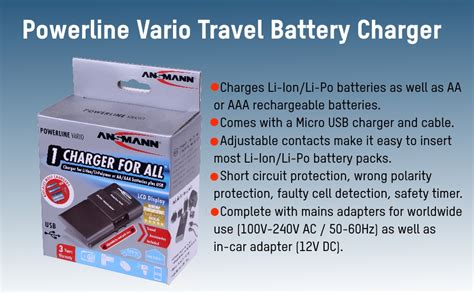 Ansmann Camera Battery Charger Powerline Vario Li Ion LiPo NiMH NiCd