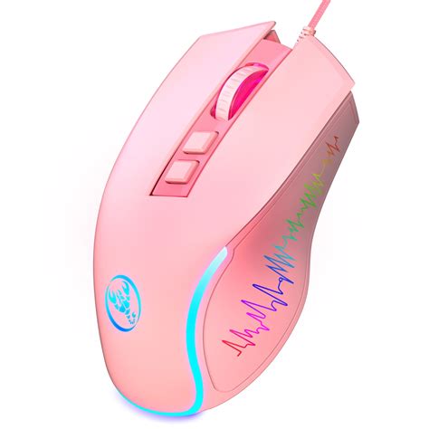 Hxsj Optical Indicator Wired Mouse Adjustable Dpi Pink Mouse Color