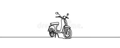 Motorcycle Scooter In One Line Style Continuous Drawing Vector