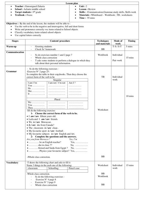 Lesson Plan Review For Language Study Teachers