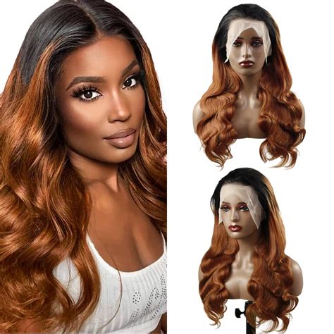 Amazon MavKuvx 1b30 Ombre Brown Lace Front Wig Human Hair 150