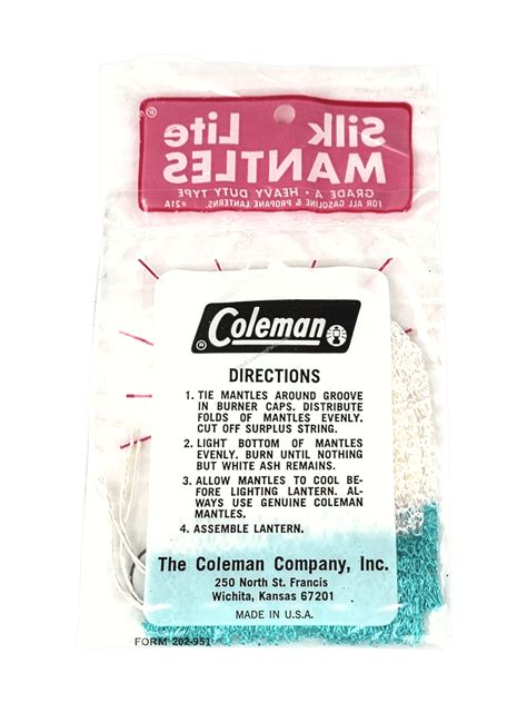 Old Coleman Parts > Mantles > 21A Silk Lite Mantles - E1293