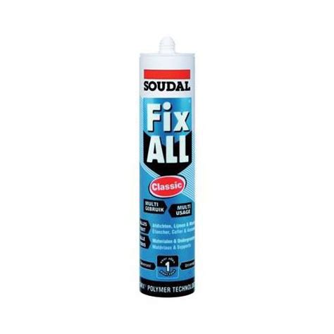 Mastic Colle Polymère Hybride Fix All Flexi Blanc Cartouche 290 Ml Soudal 105029