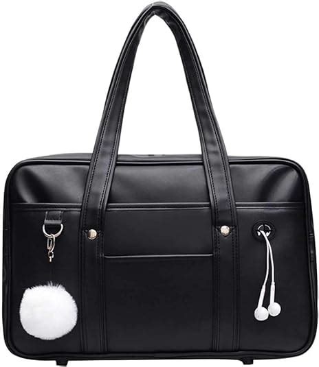 Japanese Schoolbag For High School Students Of Pu Leather Black Jk