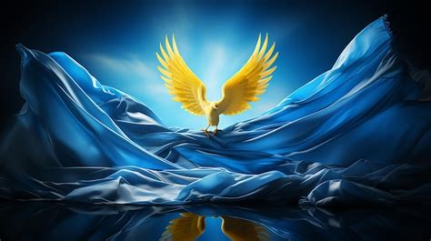 Premium Photo Realistic Ukrainian Vector Flag With White Dove