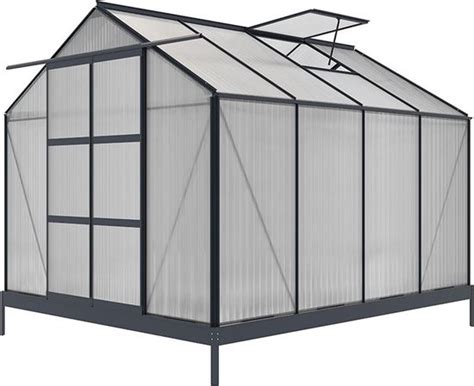 EXPERTLAND Tuinserre van polycarbonaat 7 5 m² GREENEA II Antraciet L