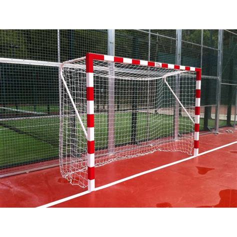 JUEGO PORTERÍAS ALUMINIO BALONMANO FÚTBOL SALA FIJAS 80X80 PORTES