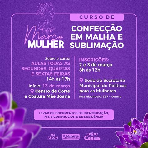 MULHER Cursos de Confecção em Malha e Sublimação estão inscrições