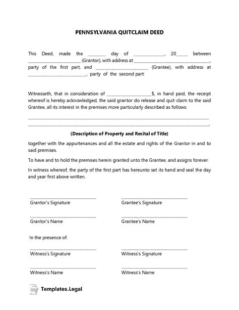 Pennsylvania Deed Forms And Templates Free Word Pdf Odt