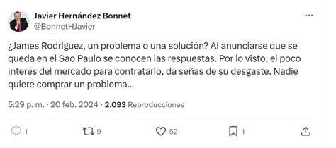 Javier Hernández Bonnet Se Refirió A La Decisión De James Rodríguez De