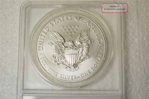 W Silver American Eagle Anacs Sp First Day Of Issue Oz