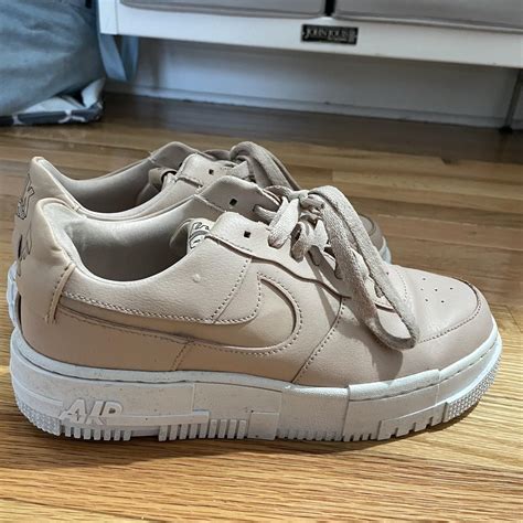 platform nike air force 1. pink ish beige color.... - Depop