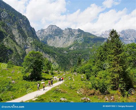 Hiking in the Alps Near Berchtesgaden at the Obersee, Konigssee ...