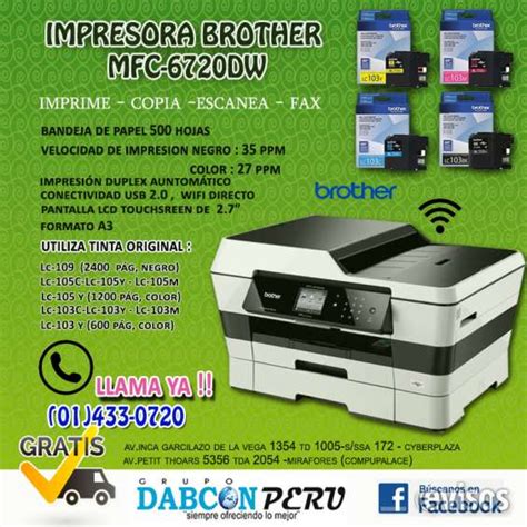 Impresora Multifuncional Brother Mfc J6720dw En Lima Computadoras Y