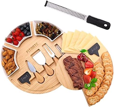 Amazon Sishynio Round Cheese Board And Knife Set Acacia