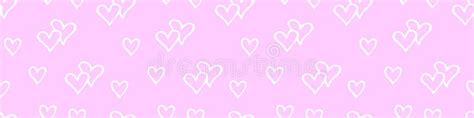 Pink Seamless Abstract Pattern Of Small Contour Hearts Hand Drawn