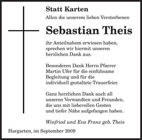 Traueranzeigen Von Sebastian Theis Saarbruecker Zeitung Trauer De