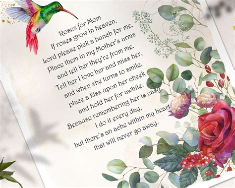 Funeral Poem If Roses Grow In Heaven Poem For Etsy