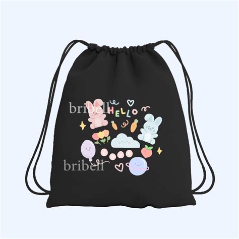 Jual Tas Serut Hitam Tas Sekolah Karakter Doodle Bear Shopee Indonesia