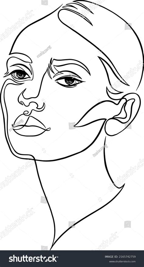 Simple Female Line Art Portrait Vector Stock Vector Royalty Free