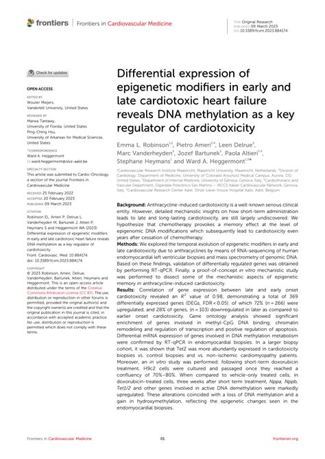 Pdf Differential Expression Of Epigenetic Modifiers In Early And Late