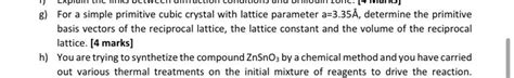 Solved G For A Simple Primitive Cubic Crystal With Lattice Chegg