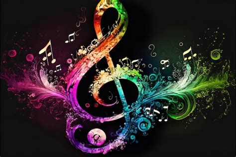 Premium Photo Music Colorful Music Note Theme Digital Illustration