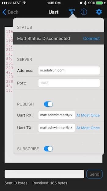 Mqtt Bluefruit Le Connect For Ios And Android Adafruit Learning System