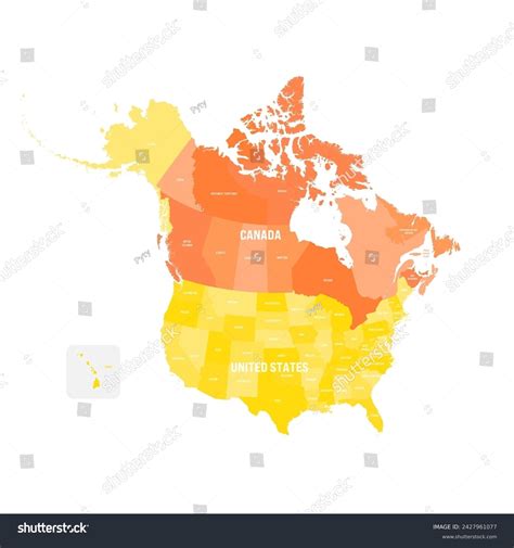 Political Map Canada United States America Stock Vector (Royalty Free